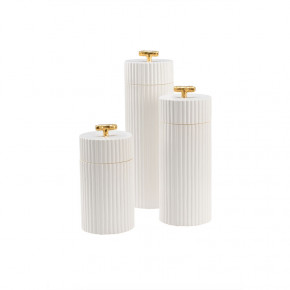 White Bamboo Canisters (Set Of 3)