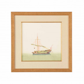 Chin Junk Sail Furled Watercolor On Silk