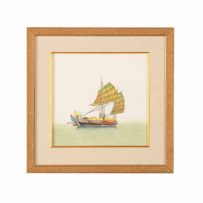 Chinese Junk Sail Half Watercolor On Silk