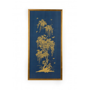 Gold Flowering Tree On Blue B