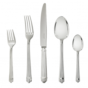 Aria Silverplated 5-Pc Setting (Dinner Fork, Dinner Knife, Place Soup Spoon, Salad Fork, Teaspoon)