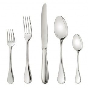 Perles Sterling Silver 5-Pc Setting (Dinner Fork, Dinner Knife, Place Soup Spoon, Salad Fork, Teaspoon)