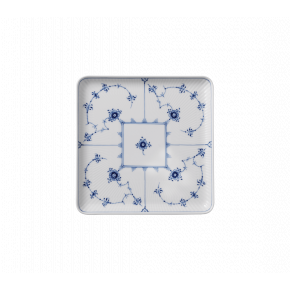 Blue Fluted Plain Square Plate Large