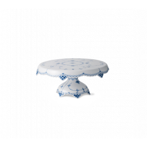 Blue Fluted Half Lace Cake Stand 12.25"