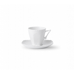 White Fluted Full Lace Coffee Cup & Saucer 5 oz