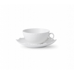 White Fluted Full Lace Tea Cup & Saucer 7.5 oz