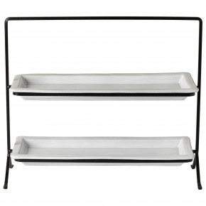 Plano White Tiered Stand With Two Trays 37 16'' X 5.5'' H13.25''