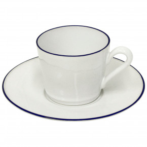 Beja White & Blue Tea Cup & Saucer 4.5'' X 3.5'' H2.75'' | 6 Oz. D6.5''