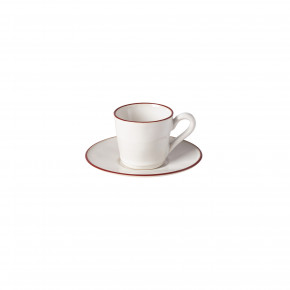 Beja White & Red Tea Cup & Saucer 4.5'' X 3.5'' H2.75'' | 6 Oz. D6.5''