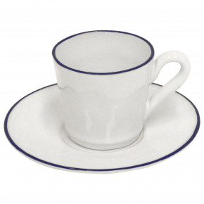Beja White & Blue Coffee Cup And Saucer 3.5'' x 2.5'' H2.25'' | 3 Oz. D5''