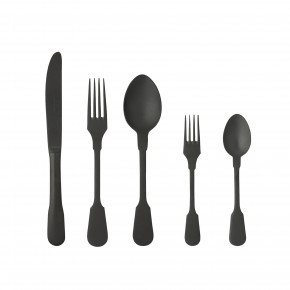 Saga Black 5-Pc Setting (table knife, table fork, table spoon, dessert fork, dessert spoon)