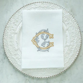 Vintage Vine Monogram C White (Gold/Platinum) Tri-Fold Napkin