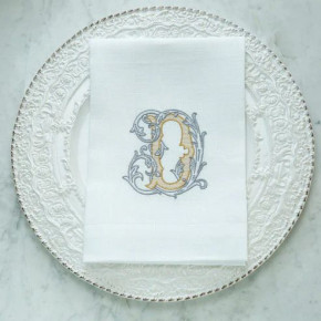 Vintage Vine Monogram D White (Gold/Platinum) Tri-Fold Napkin