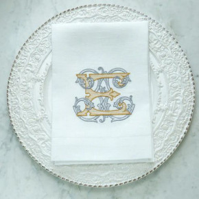 Vintage Vine Monogram E White (Gold/Platinum) Tri-Fold Napkin