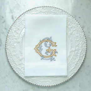 Vintage Vine Monogram G White (Gold/Platinum) Tri-Fold Napkin