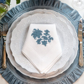 Whimsey Floral White (French Blue) Large Napkin