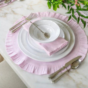 Round Ruffle Linen Lilac Placemat