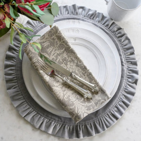 Round Ruffle Velvet Pewter Placemat