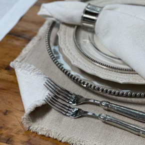 Provence, Natural/Off White Reversible, Fringe 14" x 20" Placemat