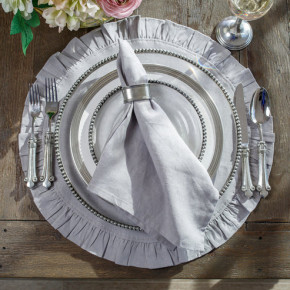 Round Ruffle Linen Grey Placemat
