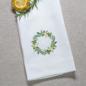 Lemon Wreath, White (Multi) 17" x 29" Linen Hand Towel