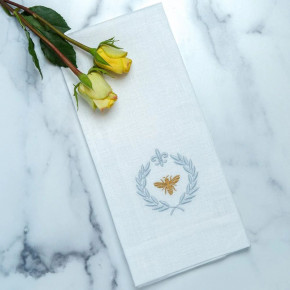 Italian Bee, White (Light Blue/Gold) 17" x 29" Linen Hand Towel