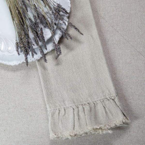 Provence, Natural, Ruffle and Fringe 17" x 29" Linen Hand Towel