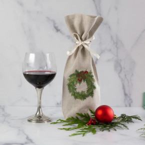 Juniper Wreath (Flax) Wine Bag