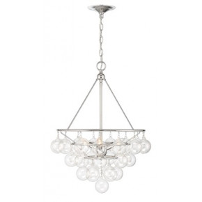 Isla 3-Light Nickel and Glass Contemporary Chandelier