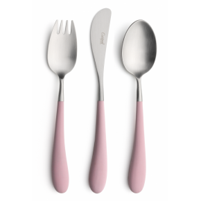 Alice 3-pc Children's Flatware Set (Knife, Fork, Spoon) - Pink Matte