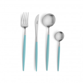 Goa Turquoise Handle/Steel Matte 24 pc Set (6x Dinner Knives, Dinner Forks, Table Spoons, Coffee/Tea Spoons)