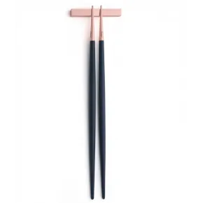 Goa Blue Handle/Rose Gold Matte Chopstick Set 8.9 in (22.5 cm)