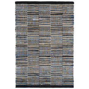 Denim Rag Gridwork Blue Handwoven Cotton Rug