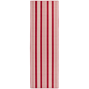 Abby Ticking Red Machine Washable Rug