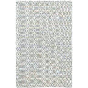 Honeycomb French Blue/Ivory Wool Woven Rug - Woven