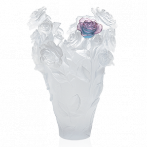 Rose Passion White Magnum Vase & Green Pink Flower (Special Order)