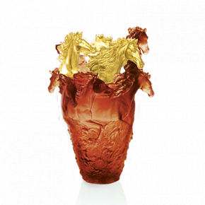 Amber Horse Magnum Vase 3 Gilded Heads (Special Order)