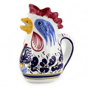Orvieto Blue Rooster Rooster Of Fortune Pitcher (1 Liter 34 Oz 1 Qt) 9.5H (1 Liter 34 Oz.- 1 Qt)