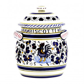Orvieto Blue Rooster Traditional Biscotti Jar 8 in Rd x 10 high