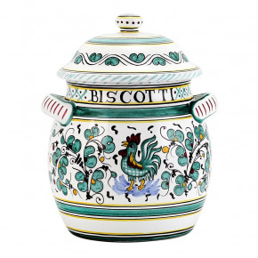 Orvieto Green Rooster Traditional Biscotti Jar 8 in Rd x 10 high