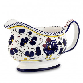 Orvieto Blue Rooster Deruta Sauce Boat 6.75 Long. x 3.5 Wide x 5 high (8.5 Long With Handles)