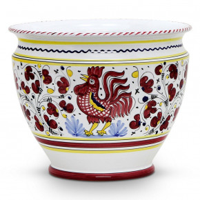 Orvieto Red Rooster Luxury Cachepot Planter Large 14 in Rd x 12 high