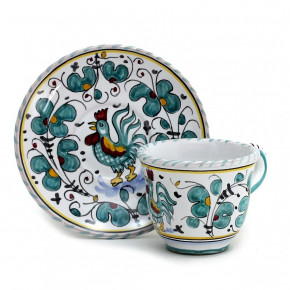 Orvieto Green Rooster Espresso Cup & Saucer