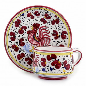 Orvieto Red Rooster Cup & Saucer Cup: 4 Diam, x 3 high (12 Oz.)