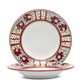 Orvieto Red Rooster Rim Pasta Soup Plate (White Center) 10 in Rd