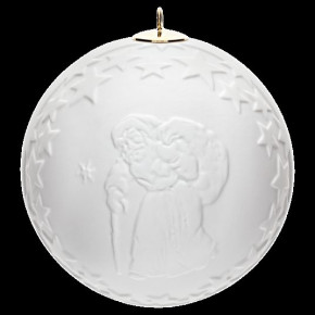 Tree Ornament Bisque Ball With Relief Motiv Santa Claus Round 7 Cm