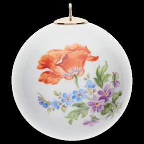 Tree Ornament Vintage Flower Christmas Bauble With Poppy Round 5 Cm