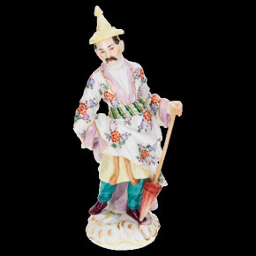 Asian Man With Parasol, Figurine with Gold