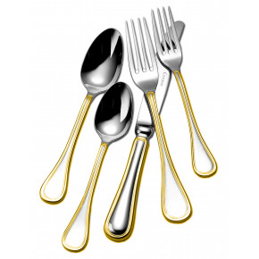 Lyrique Gold 5 Pc Setting (Table Knife, Table Fork,  Medium Teaspoon, Dessert Fork, Dessert Spoon)