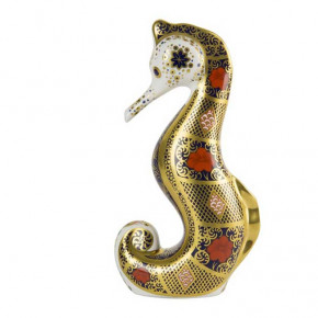 Old Imari Solid Gold Band Seahorse Paperweight